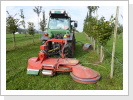 vorne am Traktor ist der Fadenmulcher, hinten der Schlegelmulcher vorne am Traktor ist der Fadenmulcher, hinten der Schlegelmulcher